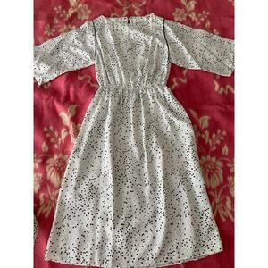 VIntage 70s Hal Ferman 3/4 sleeve polka-dot midi dress